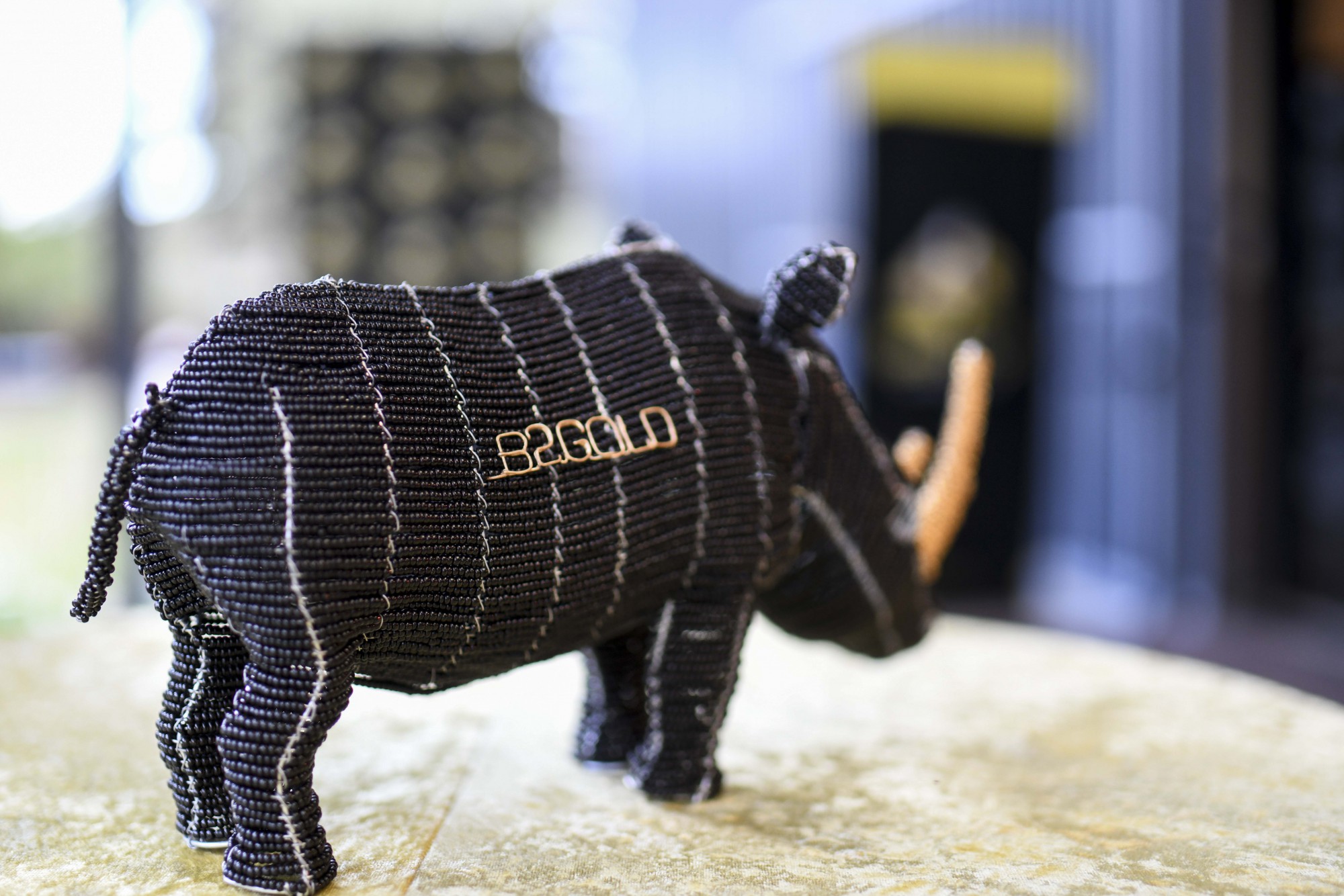 Miniature Rhino made by local artisans from beads